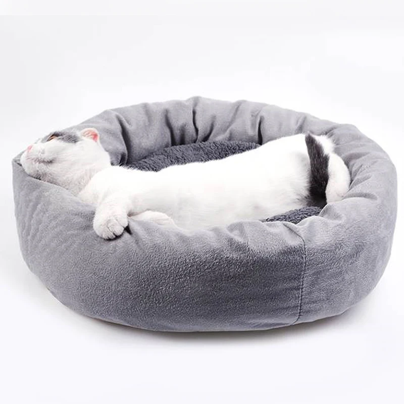 Hoopet Pet Cat Lounger Sofa Egg Tart Shaped House PP Cotton Cat Bed Soft Plush Cat