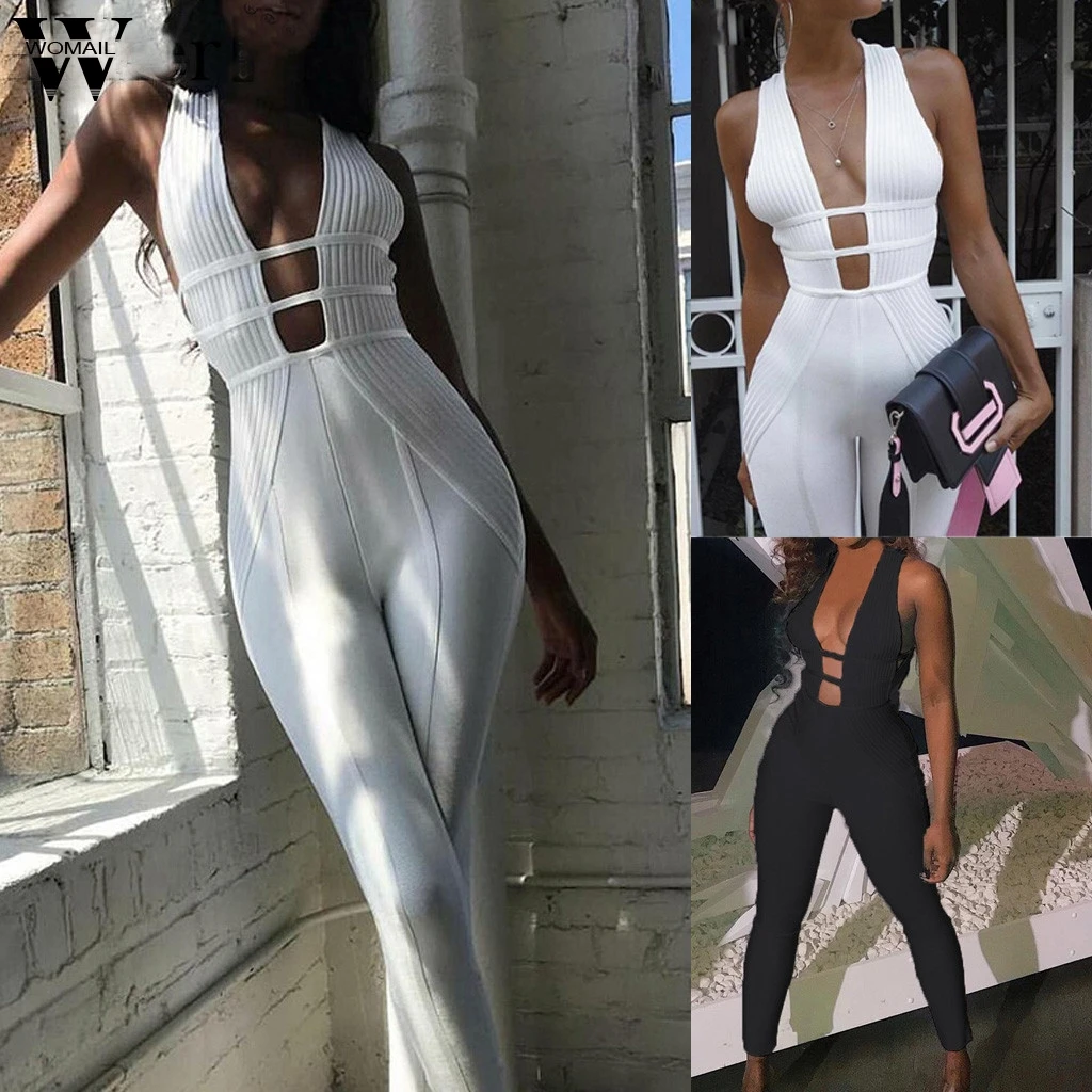 Womail sexy Jumpsuits Women Knitted v neck bodycon jumpsuit romper Female elegant jumpsuit long playsuit overall party fitness Womail sexy Jumpsuits Women Knitted v neck bodycon jumpsuit romper Female elegant jumpsuit long playsuit overall party fitness