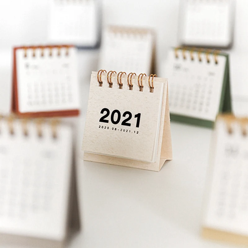 

1Pc Mini 2021 Desk Calendar Simple Solid Color Desktop Paper Calendar Daily Scheduler Table Planner Office Supplies