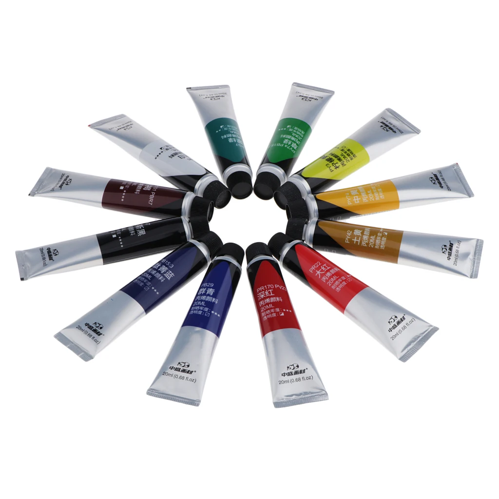 12/24Pcs ACRYLIC PAINTS ART WATERPROOF ARTIST PAINTING ACYLIC COLOR FOR CERAMIC