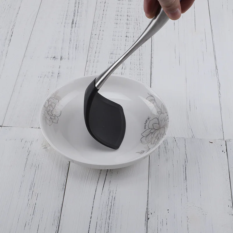 wholesale 304 stainless steel hollow handle silicone non-stick spatula spoon scoop hedge leak shovel kitchenware set of four