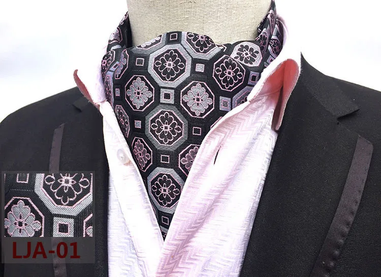 men's scarves & shawls 2020 New Fashion Men's Ascot Tie Geometric Pattern Woven Cravat for Bridegroom mens cotton scarf