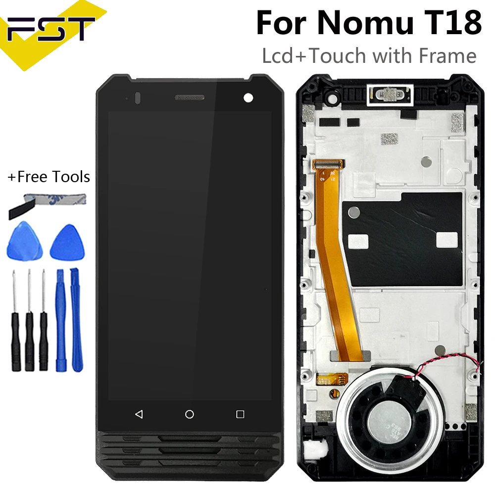 Черный 4,7 ''для NOMU T18 ЖК-дисплей+ кодирующий преобразователь сенсорного экрана в сборе с рамкой Замена для T18 Универсальный Pantalla