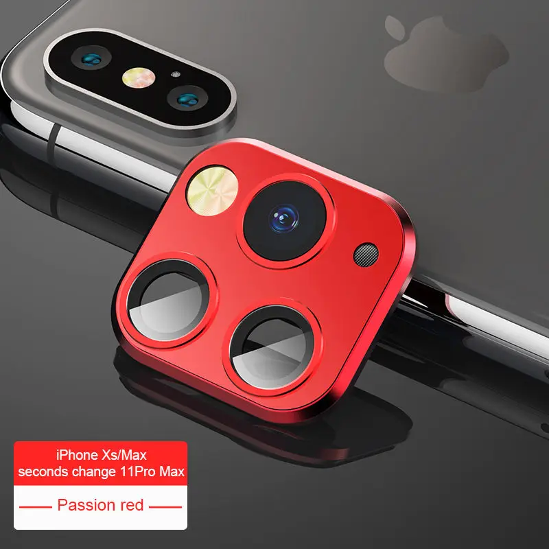 Чехол для iPhone 11 Pro Max, модное металлическое защитное кольцо для объектива камеры, защитная пленка для камеры iPhone X XS MAX - Цвет: Red