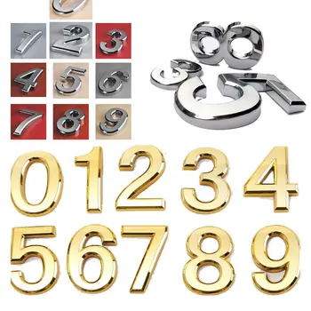 

Plastic Self-Adhesive House Hotel Door Number Arabic Digit 0-9 Silver Plated