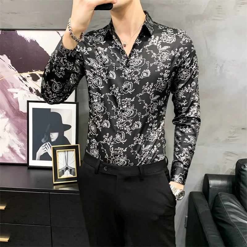 brillantes hombres, ropa de suave de diseñador inusual, vestido de fiesta de Club nocturno de moda, camisa de flores de escenario _ - AliExpress Mobile