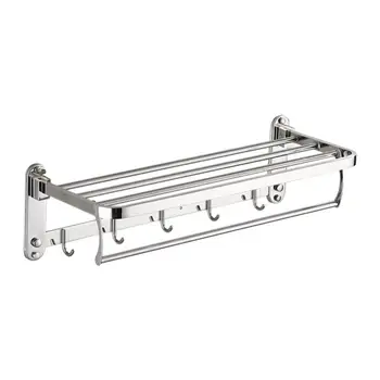 

Home Rack Stainless Steel Towel Rod Wall Mounted Towel Bar Shelf Holder Rail Shelf Storage Holder For Bathroom (Need To Punch)