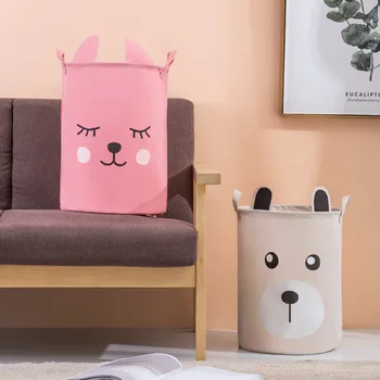 

New Style Ear Bear Toy Storage Bag Cartoon Fabric Storage Bucket Waterproof Foldable 1173