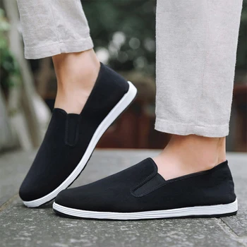 

2020 New Boys Casual Sports Breathable Solid Canvas Slip-On Shoes High Quality Solid Comfortable Footwear Plus Size 35-45