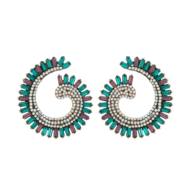 Ztech New Green Series Set Earrings Designer Jewelry Crystal Tassel Za Accessories Handmake Statement Bijoux Pendientes Brincos E1159