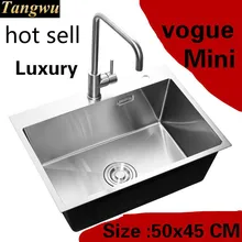 Квартира кухня ручная раковина одинарная мойка маленький стандарт 304 нержавеющая сталь Горячая 500x450 мм