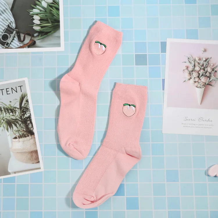 pink Гольфы для девочек с изображением котят и фруктов, гольфы до бедра для девочек, носки до середины голени, 30*7,5 см, 4 цвета, для детей 3-10 лет, wj01 - Цвет: pink