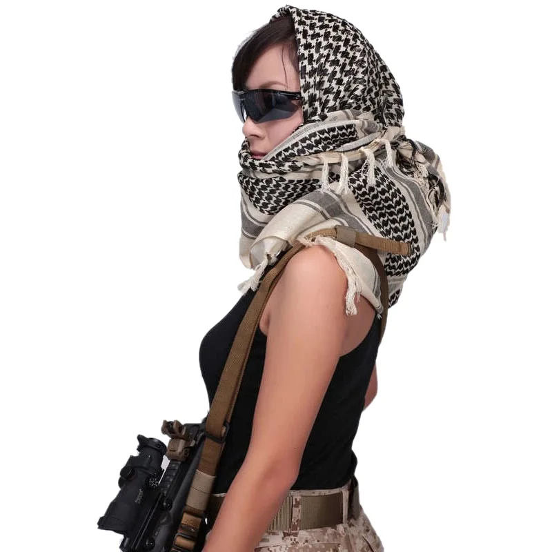 Открытый Пешие прогулки военный шемаг шарф Тактический пустынный Арабская Куфия шарф арабский хлопок Пейнтбол Камуфляж головной шарф