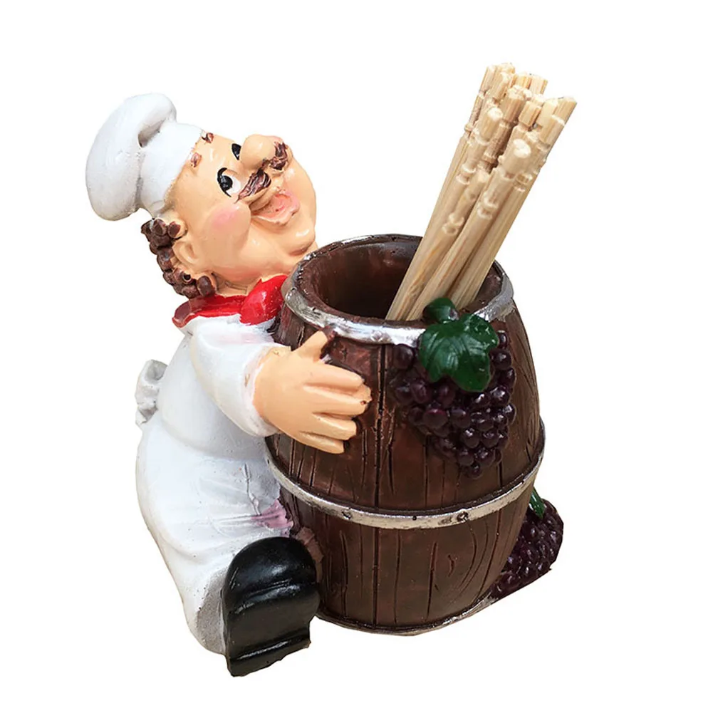 

Toothpick Holder No Lid Nordic Style Resin Home Decor Dispenser Fat Chef Shape Storage Box Cartoon Kitchen Restaurant Container