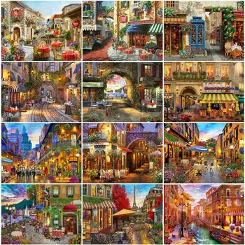 

DIY Painting By Numbers Restaurant Coloring By Numbers Night Landscape Wall Art Canvas Picture Hand Painted Modern Room Decor