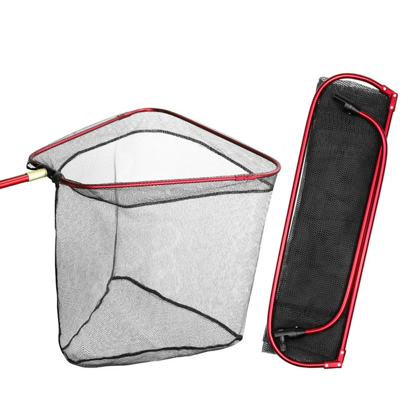 

LINNHUE Aluminum Alloy Fishing Landing Net Foldable Brail Net For Fishing Net Head Rubber Coated Mesh Tackle 2020