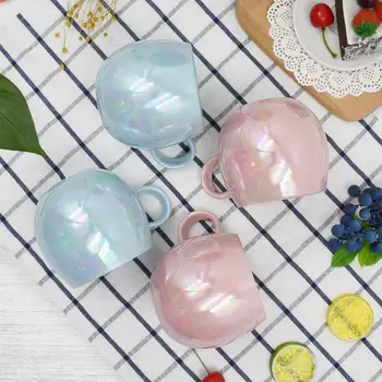 

AIXZ 4pcs/Set Mugs Fashion Flashing Colorful Cute Mug Milk Coffee 16OZ Ceramic Cup Couple Lover Present Gift