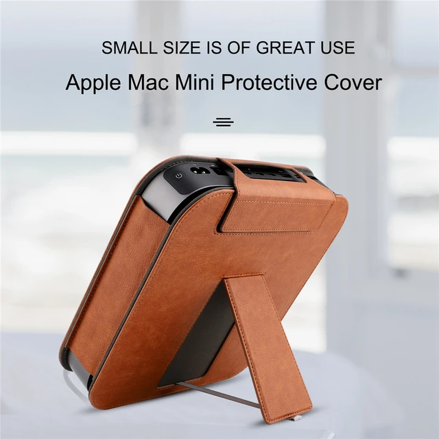 Protective Cover Case For Apple Mac mini case M1 M2 pro stand PU Leather  Shin Sleeve Shockproof Stand Holder Bracket Storage Bag - AliExpress