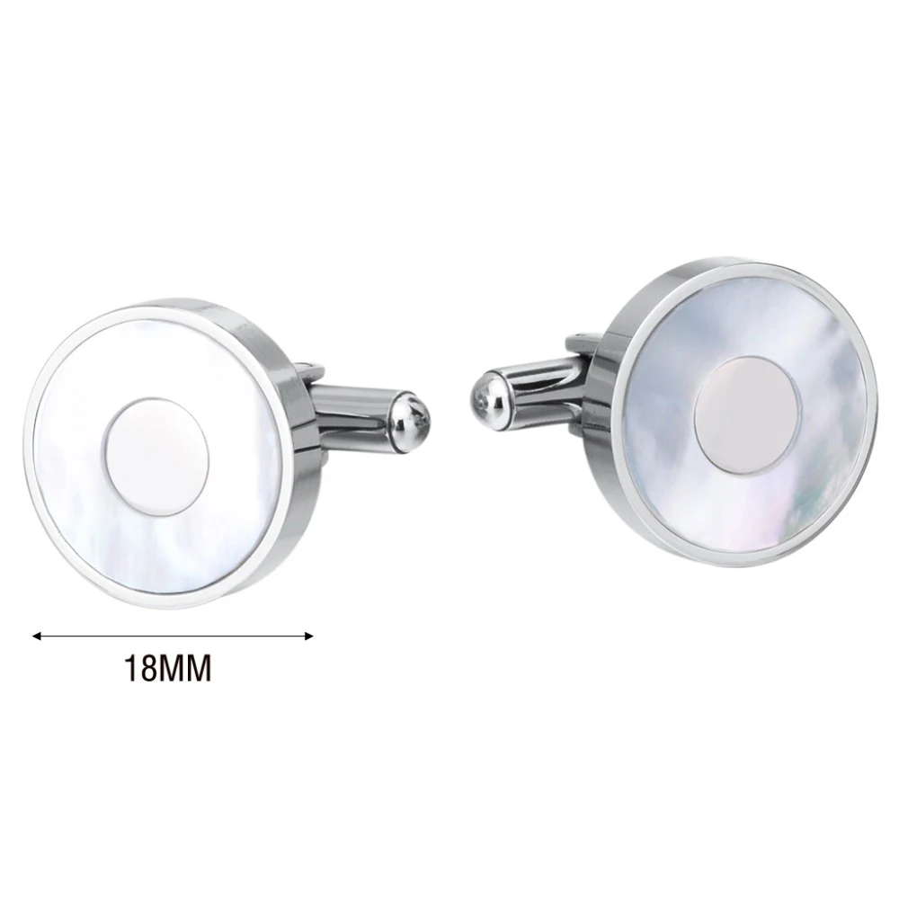 LAIDOJIN Luxury Round Sea Shell Cufflinks lawyer Gift French Men's Shirt Cuff link Husband Gift Silver-plated Wedding cufflings