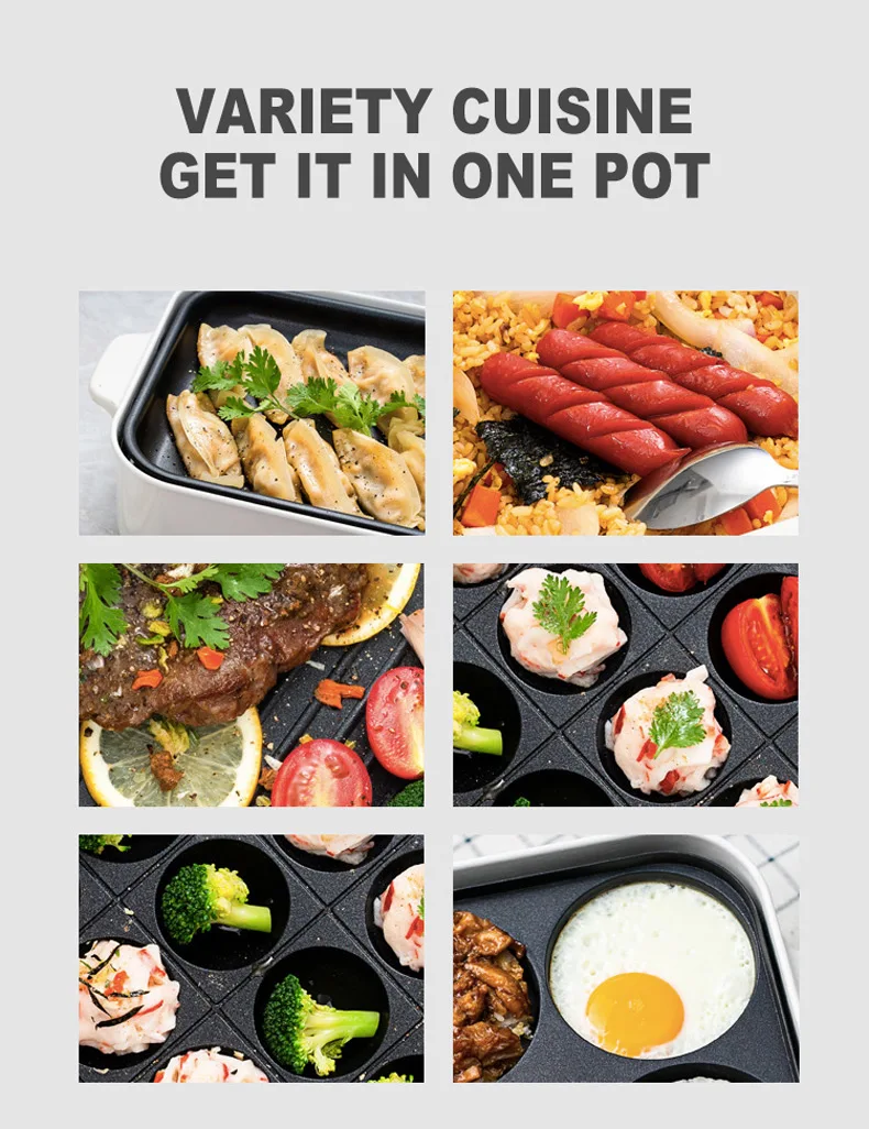 Electric Skillets Multi Cooker Home Grill Pans Pot Teppanyaki Steam