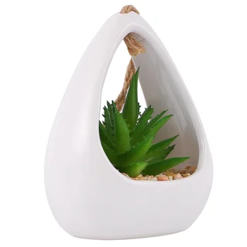 

Small Hanging Flower Pot Ceramic Flowerpot Mini Bonsai Succulent Potted Holder for Home Garden