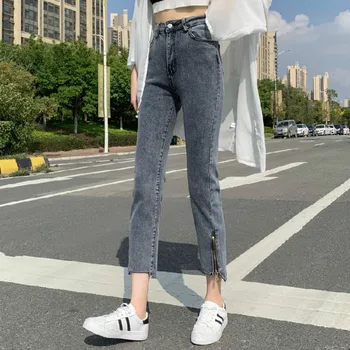 

2020 Spring Summer Plus Size Jean Femme High Waist Slim Vintage Zipper Denim Jeans Women Casual Elastic Lasies Jeans