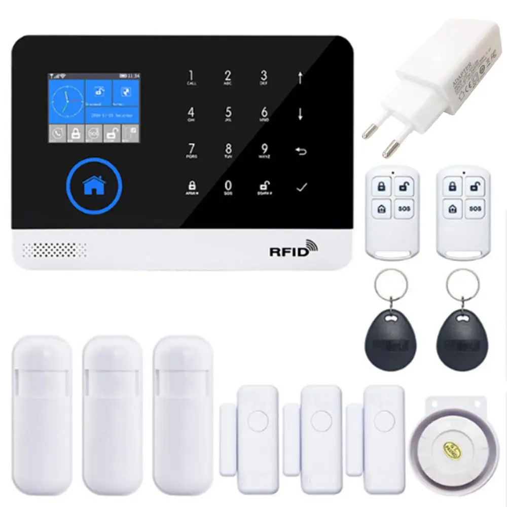 

Brand New and High Quality Home Security Wireless WIFI GSM GPRS Alarm System APP Remote Control RFID Card Kit