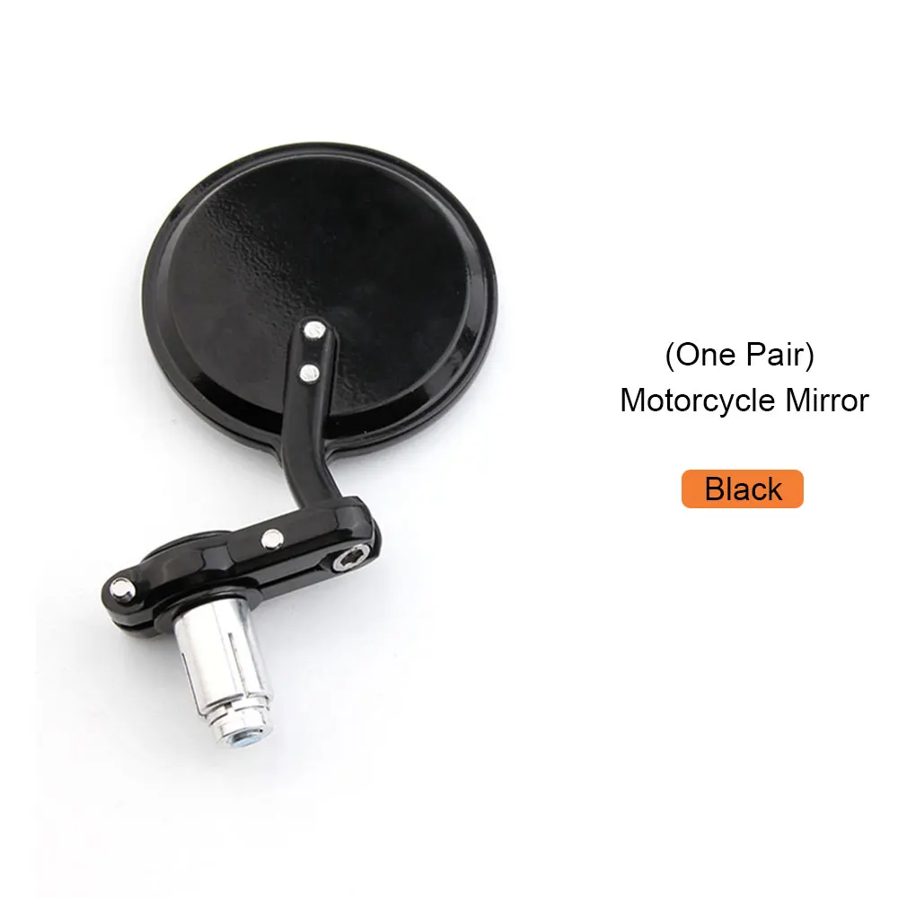 Black Motor Mirror 2Pcs 7/8" 22mm Motorcycle Mirror HandleBar Rearview Motorbike Bar End Mirror Motorcycle Accessories Cafe Racer Motor Side Mirror - Цвет: Black Motor Mirror