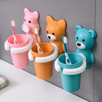 

Cartoon Sucker Brushing Cup Holder Suction Hooks Multifunctional Animal Suction Cup Children Bathroom Accessories Eco-Friendly