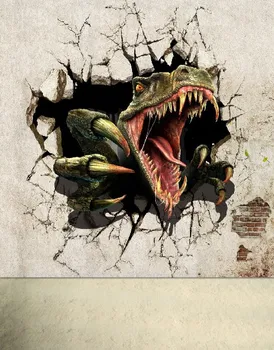 

8x8FT 3D Dinosaur Mouth Broken Paste Bricks Wall Hole Kids Children Custom Photography Studio Backgrounds Backdrops Vinyl 10x10