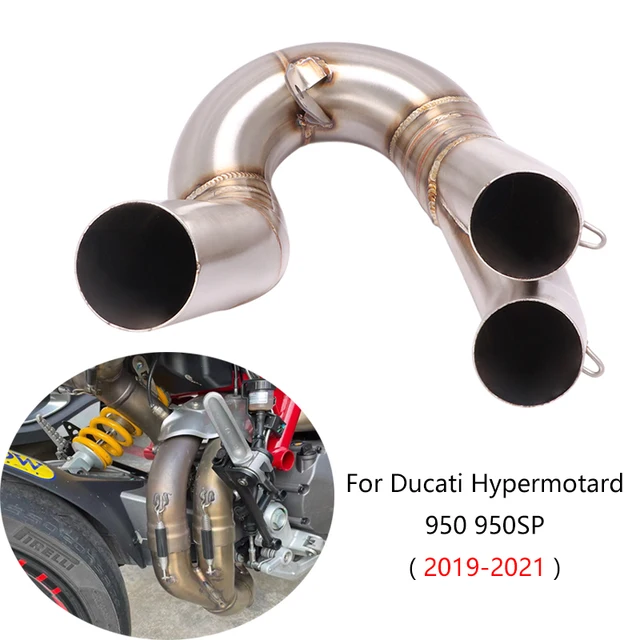 For Ducati Hypermotard 950/950 SP 2019-2021 Exhaust Pipe Motorcycle Middle Link Tube Delete Catalyst Slip On Stock Muffler Steel - - Racext 1