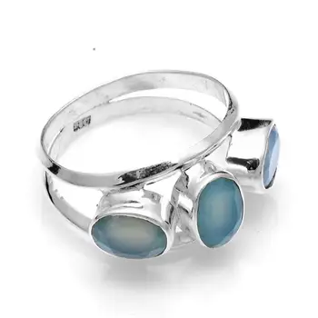 

Genuine Faceted-Chalcedony Ring 925 Sterling Silver, USA Size : 7, AR4148