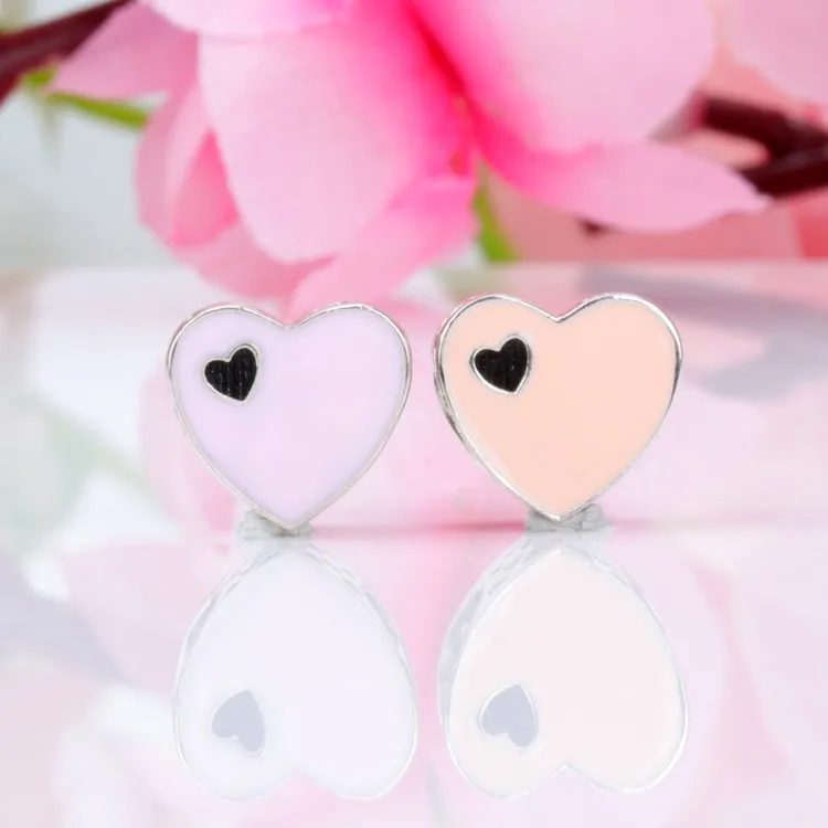 

Original 925 Sterling Silver Bead New Pink Heart-shaped Enamel Beads Fit Pandora Women Bracelet & Necklace Diy Jewelry