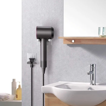 

Hair Dryer Holder, Wall Mount Drill-Free Hair Dryer Rack, Multifunctional Hair Blower Storage Organizer for Bathroom Washroom