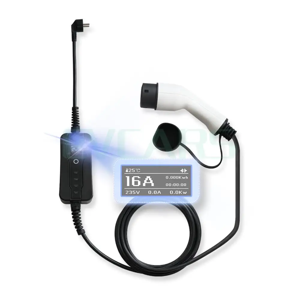 Type 2 Portable EV Charging Box Cable Switchable 10/16A Schuko Plug Electric Vehicle Car Charger EVSE 2.2/3.6KW