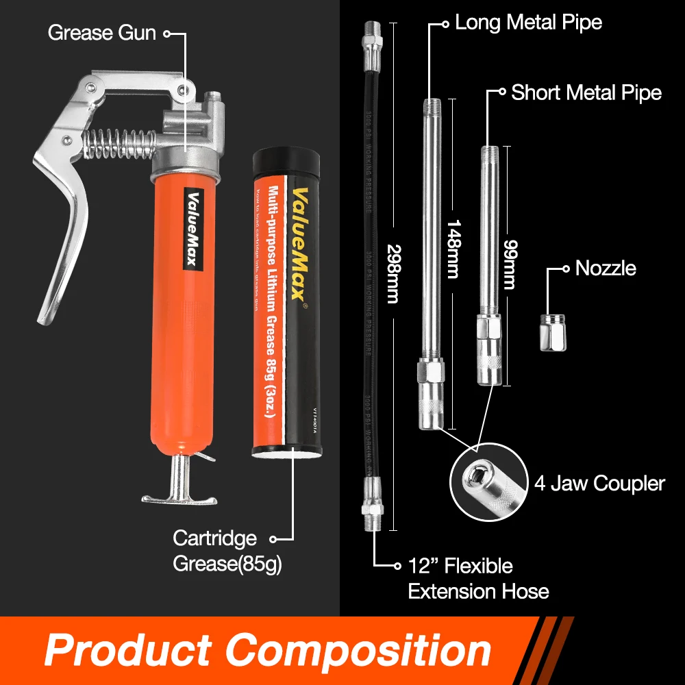 3000PSI Grease Gun Mini Pistol Grip Gun Set Lubrication Oil Syringe For Oil And Car Lubrication Trucks Car Refueling Tool