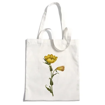 

Female Bag FLOWER Printing Handbag Print Logo Tote Bag Daily Use Canvas Shopping Bag Eco Reusable Recycle
