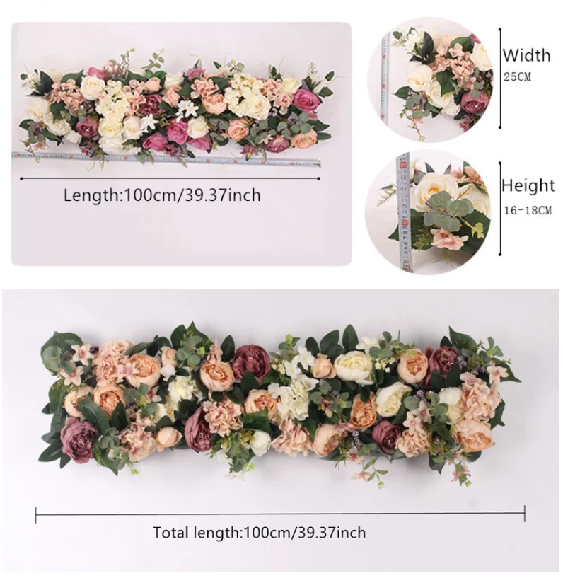 2 unids/lote 1M carretera citada flores artificiales fila boda decoracion flor pared arqueada vienta tienda hilera de|Искусственные и