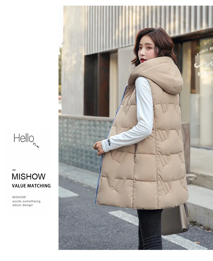 long green puffer coat Double Sided Sleeveless Hooded Long Vest Jacket Winter 2021 New Waistcoat Female Warm Cotton Vest Women Padded Coat Outerwear long down puffer coat