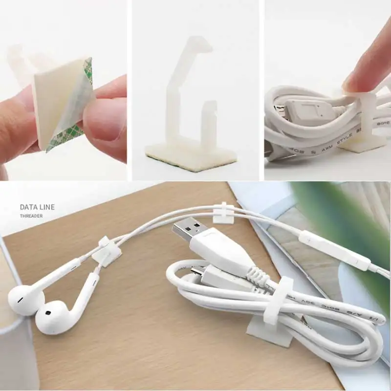 

Square TM Adehesvie Wire Clip Cord Holder Cable Clamp for Wire Organizer Management for Home and Office