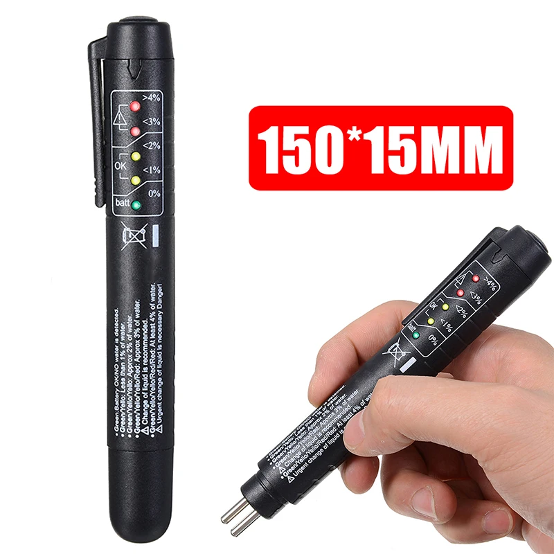 

1pc Tester Car Brake Fluid Tester Pen For Dot3/DOT4 Battery Liquid Digital Testing 5LED Indicator Moisture Water Compact
