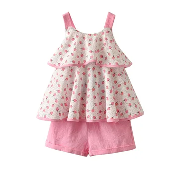 

3 4 5 6 7 8 Year Girls Clothes Off-The-Shoulder Tops Shorts Kids Suits Summer Children Clothing Set Roupa Infantil Menina