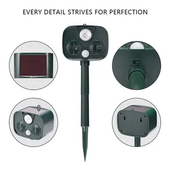 

With Motion Sensor And LED Flashing Lights Solar Powered Animals Repeller Outdoor Camping Ultrasonic Alarm Device