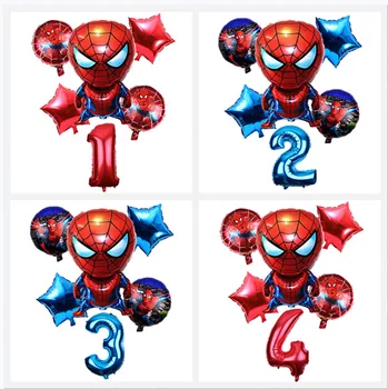 

6 pcs Spiderman digital Aluminum balloon Cartoons Inflatable Toys boy Children birthday Party decoration Wall decoration set