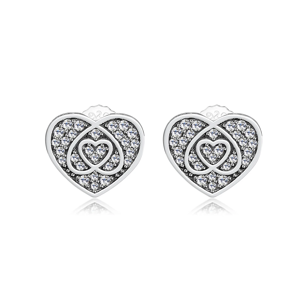 

CKK 925 Sterling Silver Earring Cubic Zirconia Princess Heart Stud Earrings for Women Fashion Jewelry Silver 925 Earrings