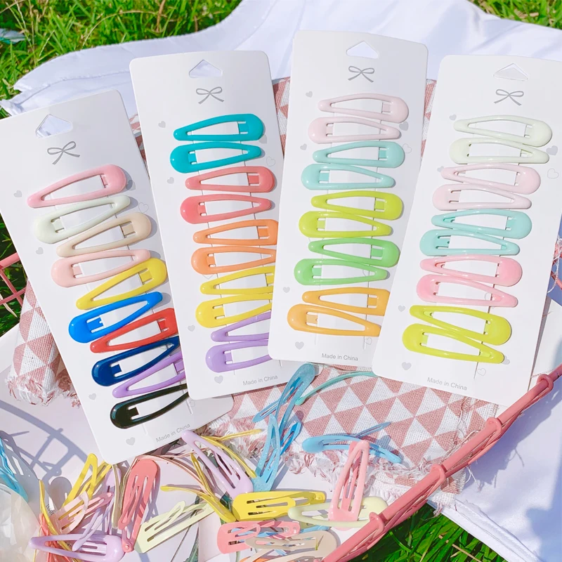 10PCS/Set Girls Sweet Colorful Water Droplets Hairpins BB Clips Children Cute Hair Clips Headbands Kids Fashion Hair Accessories
