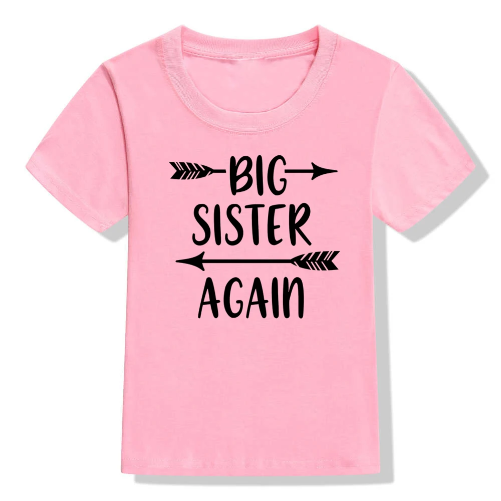 Детская футболка с надписью «Big Sister agne» для девочек; забавная футболка с короткими рукавами для маленьких девочек; повседневная детская одежда