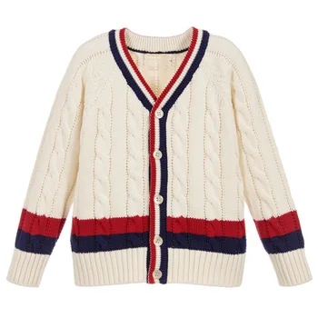 

Autum&Winter England School Style Navy Blue&Red Striped Cardigan Wool Coat For Baby Girl&Boy Kids Knitted Sweaters Knitwear Coat