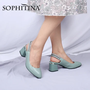 

SOPHITINA New Fashion Women Pumps Sweet Slip-On Slingbacks Square Heel High Quality Sheepskin Elegant Shoes Handmade Pumps PC648