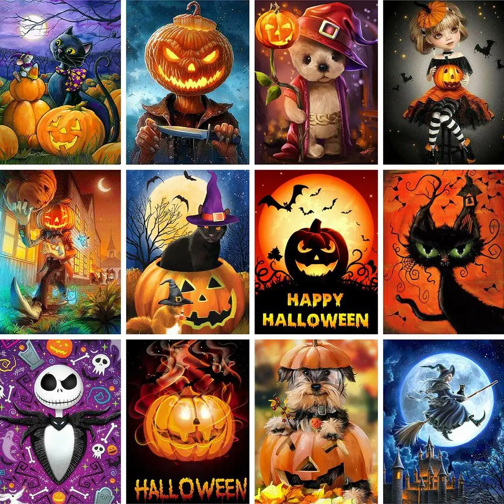 Royal Secret 5d Diamond Painting Halloween Full Square Cartoon Embroidery Cross Stitch Kit Pumpkin Rhinestone Picture Home Decor | Дом и сад
